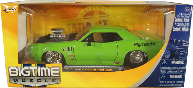 1970 Plymouth 'Cuda - Lime Green w/ Blower (DUB City Bigtime Muscle) 1/24
