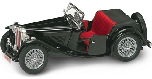 1947 MG TC "Midget" - Black w/ Leather Seats (YatMing) 1/18