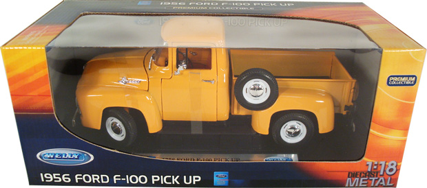 1956 Ford F-100 Pickup Truck - Orange (Welly) 1/18