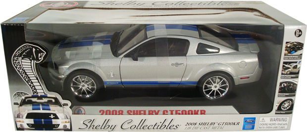 2008 Shelby Mustang GT500KR - Silver w/ Blue (Shelby Collectibles) 1/18