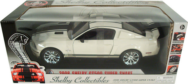 2008 Shelby Mustang GT-500 Super Snake - White w/ Black (Shelby Collectibles) 1/18