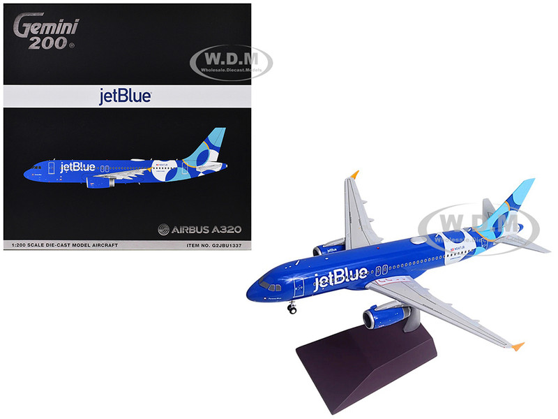 Airbus A320 Commercial Aircraft "JetBlue Airways - Forever Blue" (N547JB) Blue with Graphics "Gemini 200" Series (GeminiJets) 1/200