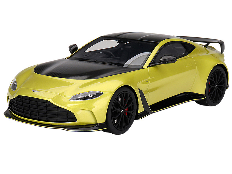 2022 Aston Martin V12 Vantage RHD (Right Hand Drive) Cosmopolitan Yellow with Black Hood and Top (Top Speed) 1/18