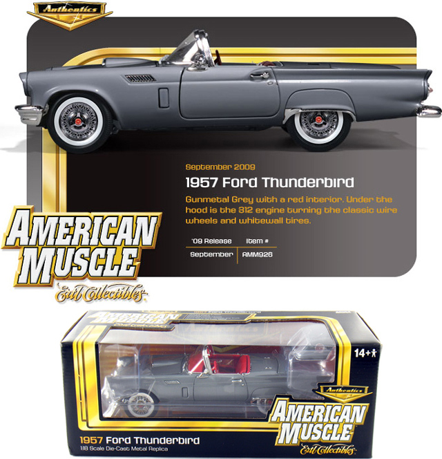 1957 Ford Thunderbird - Gunmetal Gray (Ertl American Muscle) 1/18