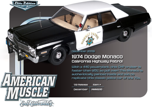 1974 Dodge Monaco California Highway Patrol CHP Police Car (Ertl American Muscle) 1/18