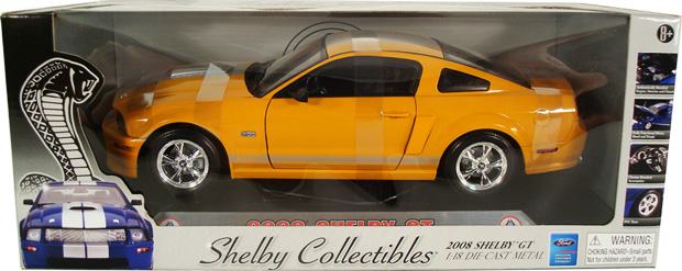 2008 Shelby Mustang GT - Orange w/ Silver Stripes (Shelby Collectibles) 1/18