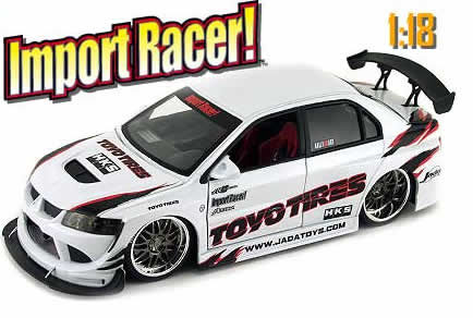 Mitsubishi Lancer Evolution VIII - White w/ RO_JA "GTM" (Import Racer) 1/18