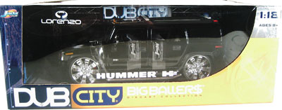 2003 Hummer H2 - Black w/ Lorenzo Wheels (DUB City) 1/18