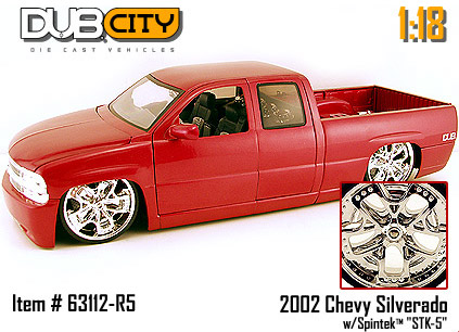 2002 Chevy Silverado w/ Spintek "STK-5" - Metallic Red (DUB City) 1/18