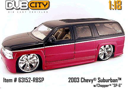 2003 Chevy Suburban - Red/Black with Chopper "SP-6" Rims (DUB City) 1/18