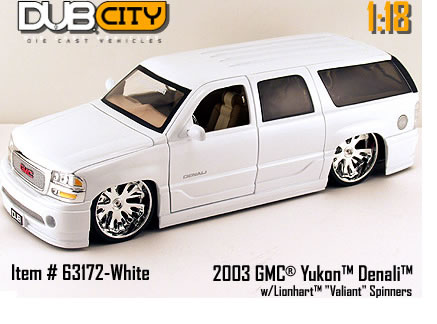2003 GMC Yukon Denali w/ Lionhart Valiant Spinners - White (DUB City) 1/18