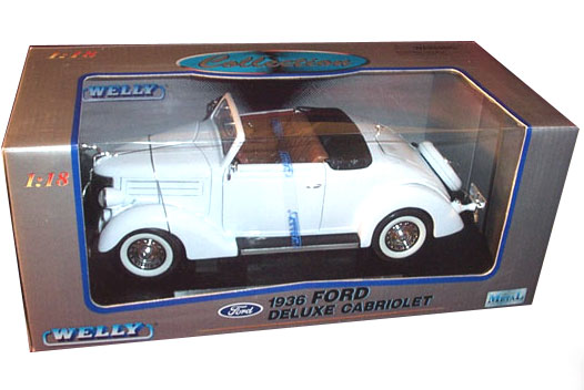 1936 Ford Deluxe Cabriolet - White (Welly) 1/18