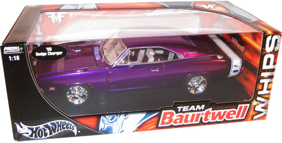 1969 Dodge Charger - Plum Crazy - Team Baurtwell - Whips (Hot Wheels) 1/18