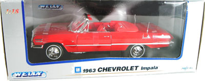 1963 Chevy Impala Convertible - Red (Welly) 1/18