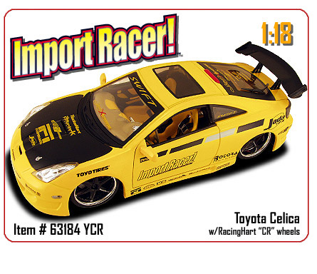Toyota Celica w/ RacingHart 'CR' Wheels - Yellow (Import Racer) 1/18