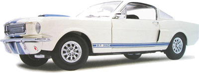 1966 Ford Mustang Shelby GT-350 - White w/ Blue Stripes (Lane Exact Detail) 1/18