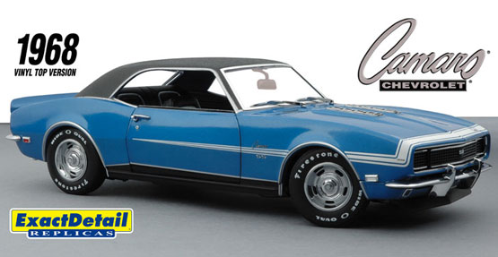 1968 Chevrolet Camaro RS/SS 396 - LeMans Blue w/ Black Vinyl Top - 1 of 504 (Lane Exact Detail) 1/18