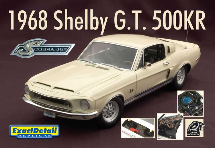 1968 Ford Mustang Shelby GT-500KR - Wimbeldon White (Lane Exact Detail) 1/18