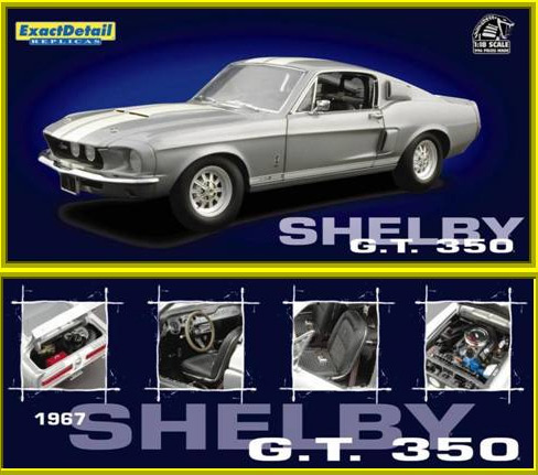 1967 Shelby Mustang GT-350 - Gray Metallic w/ White Stripes (Lane Exact Detail) 1/18