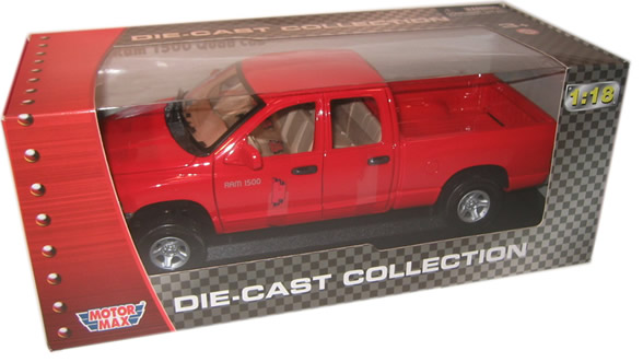 2002 Dodge Ram 1500 Quad Cab - Red (MotorMax) 1/18