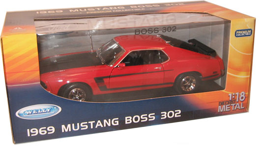 1969 Ford Mustang Boss 302 - Calypso Coral Red (Welly) 1/18