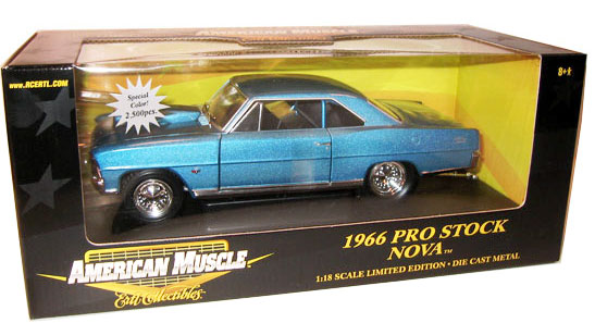 1966 Chevy Pro Stock Nova - Metallic Blue (Ertl American Muscle) 1/18