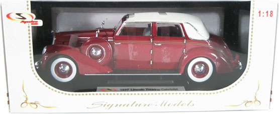 1937 Lincoln Model K Touring Cabriolet - Burgundy (Signature) 1/18