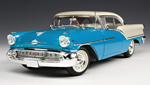 1957 Oldsmobile Super 88 - Sapphire Blue Metallic/White (Highway 61) 1/18