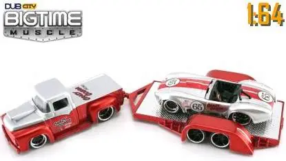 1956 Ford F100 & 1965 Shelby Cobra Trailer Set (DUB City Bigtime Muscle) 1/64