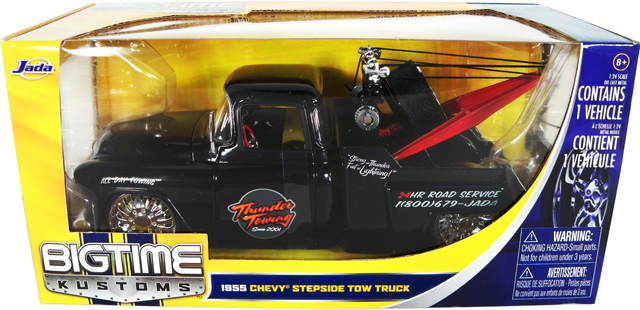 1955 Chevy Stepside Tow Truck - Black (Bigtime Kustoms) 1/24